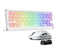 ATTACK SHARK R68HE 8KHz Teclado Gaming Magnético & Combo Ratón R5Ultra | Teclado Cableado Carbon Fiber Aluminio Rapid Trigger RGB + Ratón Inalámbrico 39g con 42K DPI PAW3950MAX-Blanco