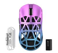 ATTACK SHARK Ratón inalámbrico R2 para juegos con cable en espiral C06 (morado y azul)