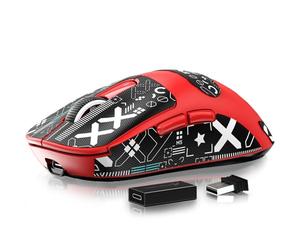 ATTACK SHARK Ratón X3 Pro 4K/8K Hz, 49 g Superlight, Sensor de Juegos PixArt PAW3395, ratón para Juegos inalámbrico/con Cable BT/2.4G, 6 dpi Ajustables hasta 26000, batería de 200 Horas (Rojo)