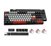 ATTACK SHARK Teclado Mecánico Intercambiable AK871, Teclado de Juegos Compacto de 87 Teclas QWERTY, Cubierta Magnética, Compatible con Bluetooth/2.4G, para Mac/Windows/Android-Negro con Red Switches