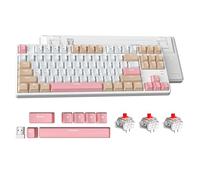ATTACK SHARK Teclado Mecánico Intercambiable AK871, Teclado de Juegos Compacto de 87 Teclas QWERTY, Cubierta Magnética, Compatible con Bluetooth/2.4G, para Mac/Windows/Android-Blanco con Red Switches
