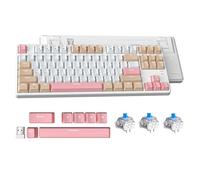 Attack Shark Teclado Mecánico Intercambiable AK871, Teclado de Juegos Compacto de 87 Teclas QWERTY, Cubierta Magnética, Compatible con Bluetooth/2.4G, para Mac/Windows/Android-Blanco con Blue Switches