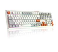 ATTACK SHARK V300 108 Teclas Teclado para Juegos con Cable QWERTY RGB Rainbow Retroiluminado, de Tamaño Completo con Teclas Multimedia Teclas ABS SA Spherical Ergonómicas-Gris Blanco