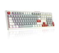 ATTACK SHARK V300 108 Teclas Teclado para Juegos con Cable QWERTY RGB Rainbow Retroiluminado de Tamaño Completo con Teclas Multimedia Teclas ABS SA Spherical Ergonómicas- Blanco Gris