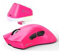 ATTACK SHARK V3PRO Ratón Gaming Inalámbrico Con Base Carga Magnética, PixArt PAW3311, Hasta 25000 DPI, BT/2.4GHz/Alámbrico, 100M Clics, 500mAh, 65g Ultra-Ligero Para Win11/Xbox/PS/Mac - Berryred