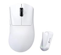 ATTACK SHARK V8 Ratón Gaming Inalámbrico 8000Hz, Chip Nordic 54L15, Sensor PAW3950MAX, 59g Superlight, 42000 dpi, 20000 FPS, Ergonómico, BT/2,4GHz/Cableado, Revestimiento Ice, PC/Mac, Blanco