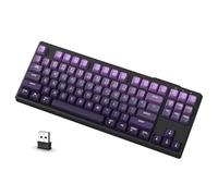 ATTACK SHARK x FREEWOLF M87 80% Teclado Inalámbrico para Juegos, 87 Teclas TKL RGB Sensación Mecánica SA PBT Teclado Bluetooth/Modo Dual 2.4Ghz, QWERTY, Batería 4000mAH para Mac/Win - Morado Degradado