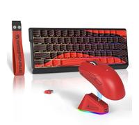 ATTACK SHARK x MAMBASNAKE X11 Ratón Gaming con X60HE Teclado Magnético, Combo Teclado y Ratón Inalámbricos, BT/2.4G/USB-C, Gatillo Rápido, Tasa de Polling 8000, 22000 dpi, Ultra-Ligero - Rojo