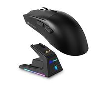 ATTACK SHARK X1 - Ratón inalámbrico superligero para juegos con base de carga magnética RGB, BT/2.4G/USB-C, sensor PAW3395PRO, 40000DPI, ratones de oficina para PC, Mac, PS5, Xbox, color negro