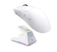 ATTACK SHARK X1 - Ratón inalámbrico superligero para juegos con base de carga magnética RGB, BT/2.4G/USB-C, sensor PAW3395PRO, 40000DPI, ratones de oficina para PC, Mac, PS5, Xbox, color blanco