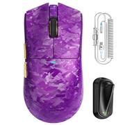 ATTACK SHARK X11 Ultra Ratón Gaming Inalámbrico con Cable C06 Ultra LED, Fibra de Carbono, MCU 54L15, PAW3950MAX, 8000Hz, BT/2.4G Inalámbrico/con Cable, 42000 dpi (Morado)