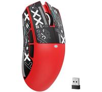 ATTACK SHARK X11SE Ratón Inalámbrico para Juegos, 63g Superligero, con Sensor PixArt PAW3311, 22000DPI, Trimodo Bluetooth/2,4GHz/con Cable, 1000Hz, Batería de 300 mAh, para PC/Mac (Rojo with Tape)