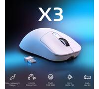 ATTACK SHARK X3 ratón inalámbrico para juegos, periférico ergonómico para PC, 49g, Triple modo PAW3395, Sensor óptico de 26K DPI, botones programables Fucsia