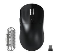 ATTACK SHARK X3MAX Esports - Ratón inalámbrico para juegos, sensor PixArt PAW3950, hasta 42 K DPI, 100 millones de micros, 49 g, ligero trimodo (BT5.2/2.4 GHz/cable), ratones con cable en espiral,