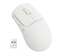 ATTACK SHARK X5 Ratón inalámbrico ultraligero para juegos de 49g, trimodal con cable/2,4 G/BT5.0, sensor óptico PAW3312 PixArt, hasta 4000DPI, retroiluminación RGB con batería de larga duración-Blanco