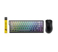 ATTACK SHARK X68 HE - Teclado mecánico para juegos con cable y ratón R1 con accionamiento ajustable, cable en espiral, USB C/2.4 GHz inalámbrico/BT ultraligero de 18 K DPI para jugadores de PC de