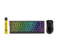 ATTACK SHARK X68 HE - Teclado mecánico para juegos con cable y ratón R1 con accionamiento ajustable, cable en espiral, USB C/2.4 GHz inalámbrico/BT ultraligero de 18 K DPI para jugadores de deportes