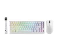 ATTACK SHARK X68 HE - Teclado mecánico para juegos con cable y ratón R1 con accionamiento ajustable, cable en espiral, USB C/2.4 GHz inalámbrico/BT ultraligero de 18 K DPI para jugadores de deportes