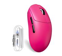 ATTACK SHARK X8 Plus Ratón Gaming Inalámbrico con Cable LED C06 Ultra, 55g SUPERLIGERO, para Manos Grandes, Sensor PixArt PAW3395PRO, BT/2.4G/USB, 40000 dpi, Batería 500mAh (Rojo Baya)
