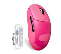 ATTACK SHARK X8 Plus Ratón Gaming Inalámbrico con Cable LED C06 Ultra, 55g SUPERLIGERO, para Manos Grandes, Sensor PixArt PAW3395PRO, BT/2.4G/USB, 40000 dpi, Batería 500mAh (Negro&Cinta)