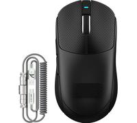 ATTACK SHARK X8 Plus Ratón Gaming Inalámbrico con Cable LED C06 Ultra, 55g SUPERLIGERO, para Manos Grandes, Sensor PixArt PAW3395PRO, BT/2.4G/USB, 40000 dpi, Batería 500mAh (Negro&Cinta)