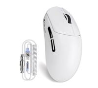 ATTACK SHARK X8 Plus Ratón Gaming Inalámbrico con Cable LED C06 Ultra, 55g SUPERLIGERO, para Manos Grandes, Sensor PixArt PAW3395PRO, BT/2.4G/USB, 40000 dpi, Batería 500mAh (Blanco)