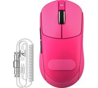 ATTACK SHARK X8 Serie Ratón Gaming Inalámbrico, 55-65 g Ultraligero, Sensor PixArt PAW3395/3950, Bluetooth/2.4G & USB, hasta 42.000 dpi, Cable LED C06 Ultra (Rojo Baya&Cinta, X8 Plus)