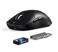 ATTACK SHARK X8 Serie Ratón Gaming Inalámbrico, 55-65 g Ultraligero, Sensor PixArt PAW3395/3950, Bluetooth/2.4G & USB, hasta 42.000 dpi, Cable LED C06 Ultra (Negro&Cinta, X8 Ultimate)