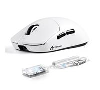 ATTACK SHARK X8 Serie Ratón Gaming Inalámbrico, 55-65 g Ultraligero, Sensor PixArt PAW3395/3950, Bluetooth/2.4G & USB, hasta 42.000 dpi, Cable LED C06 Ultra (Blanco, X8 Ultimate)