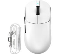 ATTACK SHARK X8 Serie Ratón Gaming Inalámbrico, 55-65 g Ultraligero, Sensor PixArt PAW3395/3950, Bluetooth/2.4G & USB, hasta 42.000 dpi, Cable LED C06 Ultra (Blanco, X8 Plus)