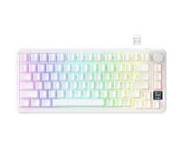 ATTACK SHARK X85PRO Teclado mecánico inalámbrico con Pantalla TFT y Perilla, Teclado para Juegos montado en Junta 75% QMK, 2.4G/BT/USB-C, Intercambiable en Caliente, 4000mAh, RGB (Bianco)