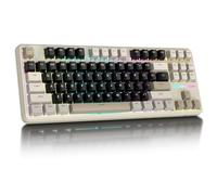 ATTACK SHARK X87 80% Teclado mecánico inalámbrico para Juegos, BT5.0/2.4G/USB-C, Hot-Swap Gasket, iluminación RGB, batería de 4000mAh, Interruptor Lineal prelubricado, tecla PBT para PC/Mac-Blanco