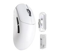 ATTACK SHARK X8PRO Ratón inalámbrico ultraligero para juegos de 55g con cable en espiral para manos medianas/grandes,tasa de sondeo de 8K, 2,4 G/con cable/BT, 40000DPI, sensor óptico PAW3395- blanco