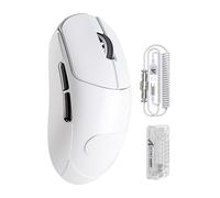 ATTACK SHARK X8PRORatón inalámbrico ultraligero para juegos de 55g con cable en espiral y cinta de agarre para manos medianas/grandes, tasa de sondeo de 8K, 2.4 G/con cable/BT, 40000 DPI- blanco