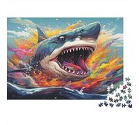 Attaque de Requin Style Art numérique1000 Pièces, Puzzle Impossible Pour Adultes, Cadeaux, Pour Enfants70x50cm/1000pcs