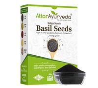 Attar Ayurveda Sabja Semillas de albahaca ricas en proteínas, fibra, vitaminas y minerales, reducen el calor corporal, 100% puras y naturales, sin conservantes, veganas, sin OMG, 17.5 onzas