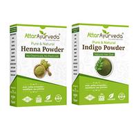 Attar Ayurveda Tinte natural para cabello negro (polvo de hojas de henna, Indigo Leaves Powder Combo Pack (200 gramos + 200 gramos = 400 gramos en total) - 400 g Paquete de 2