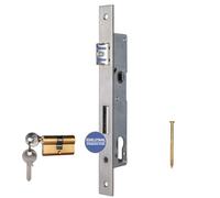 ATTAS Cerradura de Embutir Incl. Cilindro Perfil para Batientes - Medida Cierre 25MM, Puerta Jardín Marco Tubular, Apto Rahmenprofile Candado Marco,Wechselfunktion,Din-Links & Din Derecho