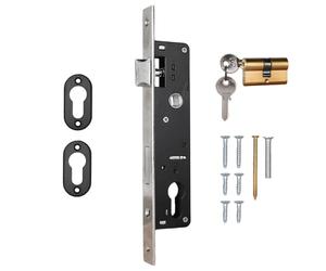 ATTAS Cerradura de encaje in ilindro perfilado para puertas giratorias - Medida de espárrago 35 mm, para puerta de jardín con marco tubular, adecuada para perfiles de marco, función intercambiable