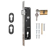 ATTAS Cerradura de encaje in ilindro perfilado para puertas giratorias - Medida de espárrago 35 mm, para puerta de jardín con marco tubular, adecuada para perfiles de marco, función intercambiable