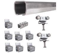 ATTAS MEA Juego completo de herrajes para puertas correderas y puertas de granero tipo 1 hasta 200 kg, 2 - 4 - 6 m, herrajes para puerta corredera, carril y carretilla, riel C para exteriores, ángulo