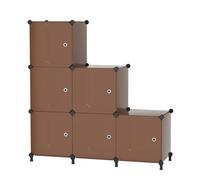 ATTDETJL Organizador 6 Cubos con Puertas - Estante Modular Apilable para Dormitorio, Armario, Salón o Debajo Escaleras, Fácil Montaje, Color Marrón ATTSL6007