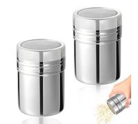 ATTEEFI 2 Piezas Espolvoreador de Azúcar Glas, 304 Agitadores de Polvo de Acero Inoxidable, Plateado Espolvoreador Canela, con Tapa a Prueba de Humedad, para Sal y Café en Polvo