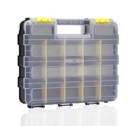 ATTEEFI Caja Tornillos Doble Cara, 34 Compartimentos Caja Clasificadora de Herramientas con Asa, Amarillo Organizador de Tornillos, para Casa, Garaje, Estudio