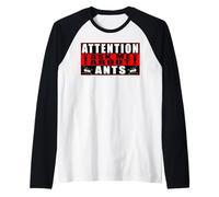 Attention Ask Me About Ants Hormigas Divertido Camiseta Manga Raglan