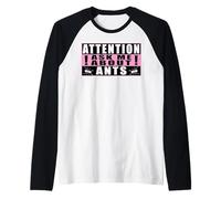 Attention Ask Me About Ants Hormigas Divertido Camiseta Manga Raglan