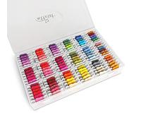 Atteret Juego de 108 hilos de bordado de 6 filas de colores (99 algodón, 9 metálicos) en bobinas de plástico en organizador. Para punto de cruz, pulseras de amistad, borlas, joyería contemporánea y