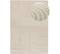 Atticgo Alfombra con relieve geométrica blanco/crema 160x230 cm