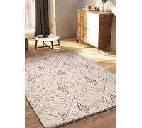 ATTICGO Alfombra de Pelo Corto Ceres - Rectangular - Fibra sintética - Alfombra para salón y Dormitorio, de Estilo Étnico - Crema 54003-80x120 cm