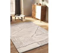 ATTICGO Alfombra de Pelo Corto Ceres - Rectangular - Fibra sintética - Alfombra para salón y Dormitorio, de Estilo Étnico - Crema 54003-133x190 cm